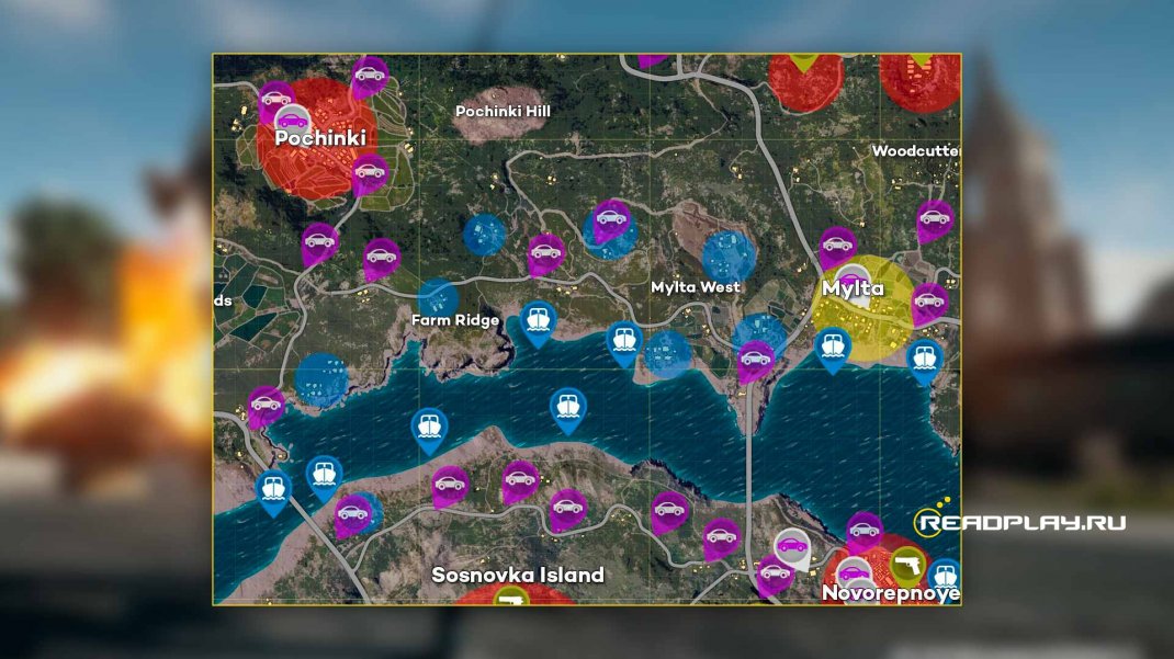 Карта лута в PUBG