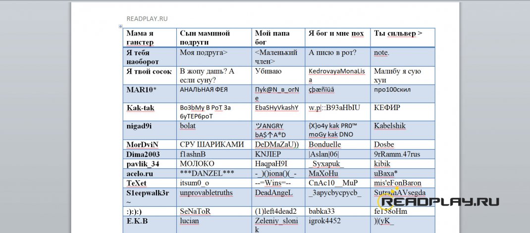 Скриншот готовых ников для кс го после скачивание архива