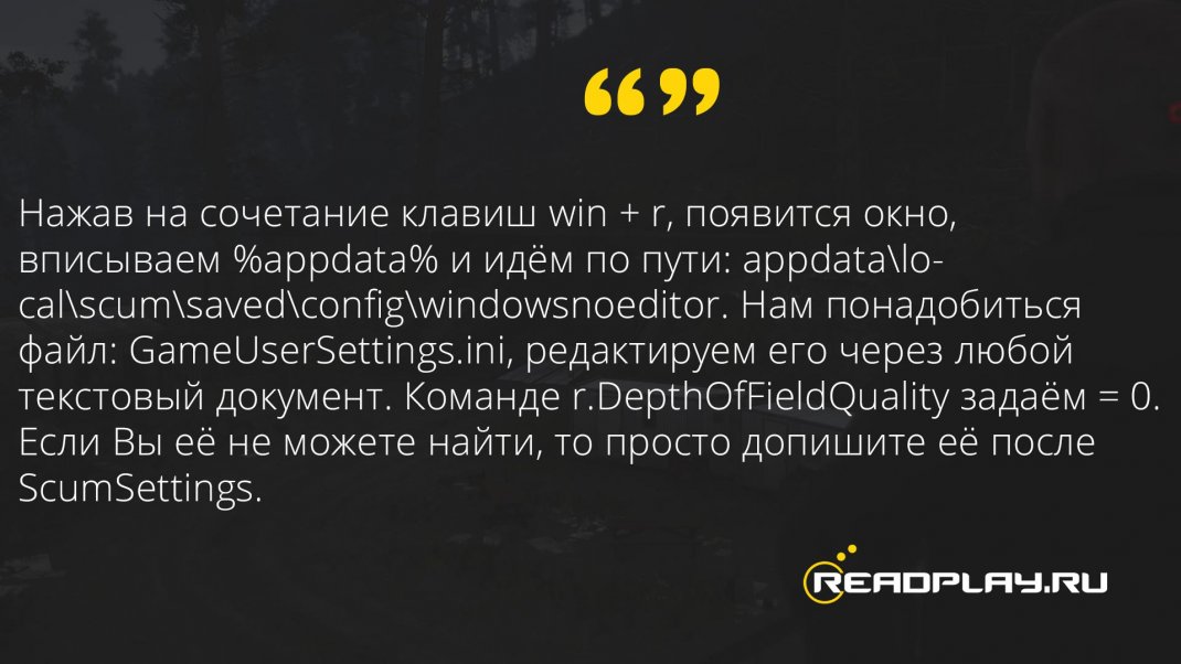 Скриншот инструкции как отключить размытие в scum