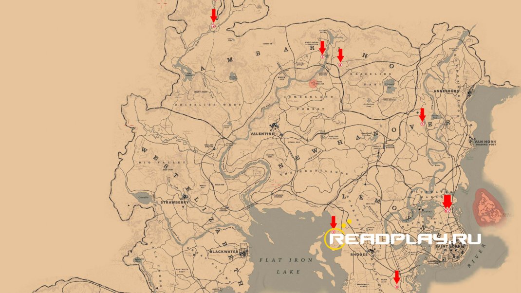 Скриншот карта всех могил в rdr 2