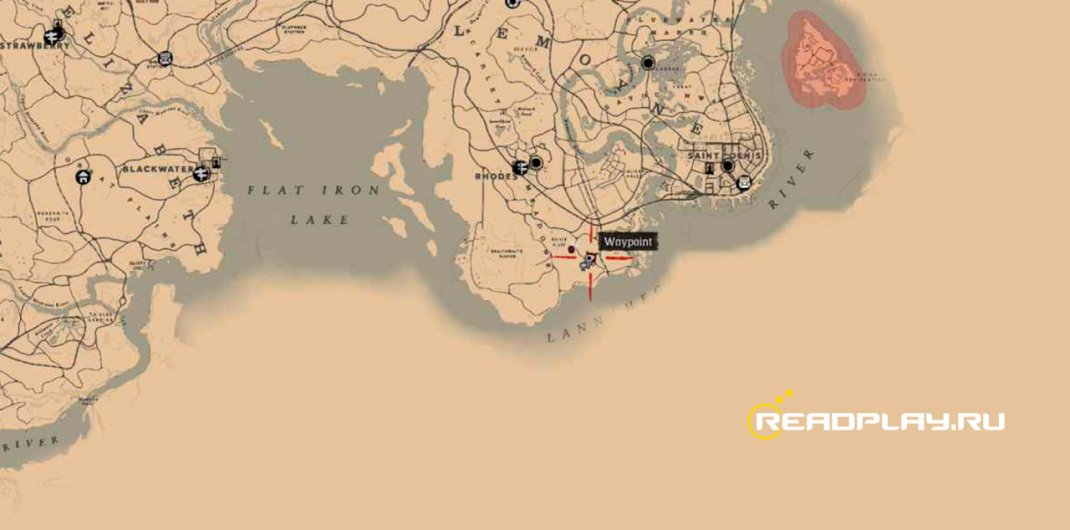 Фото карты с могилой Кирана Даффи в RDR 2