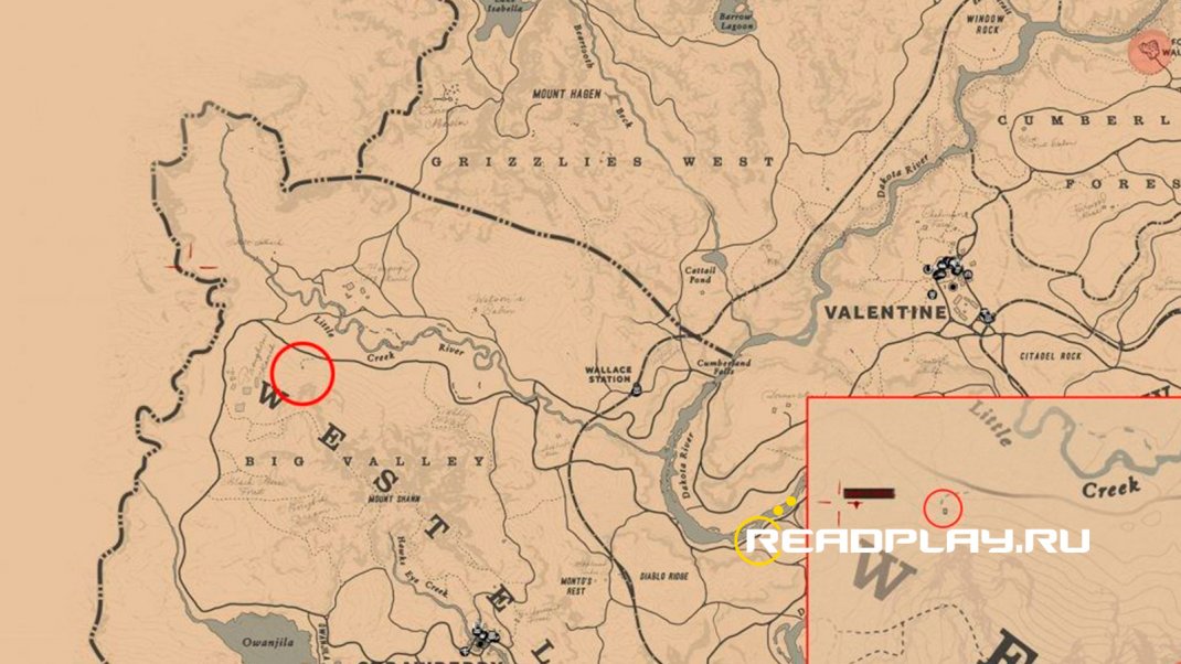 Фото карты с местоположением курительной трубки в RDR 2