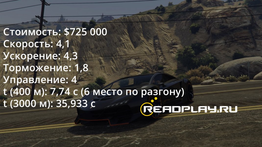 Скриншот с параметрами авто Pegassi Zentorno
