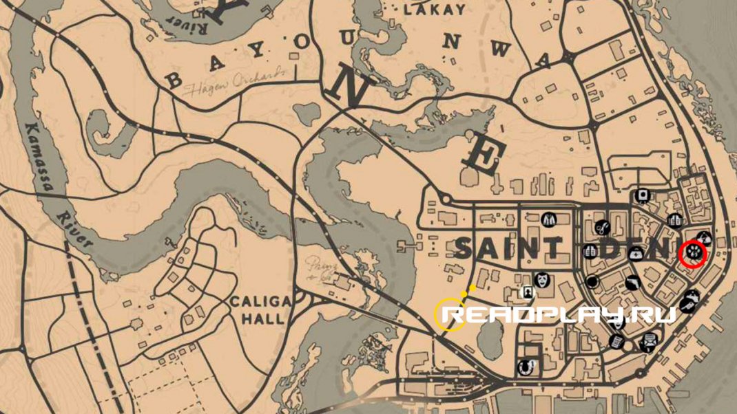 Скриншот карты где можно найти охотника в RDR 2