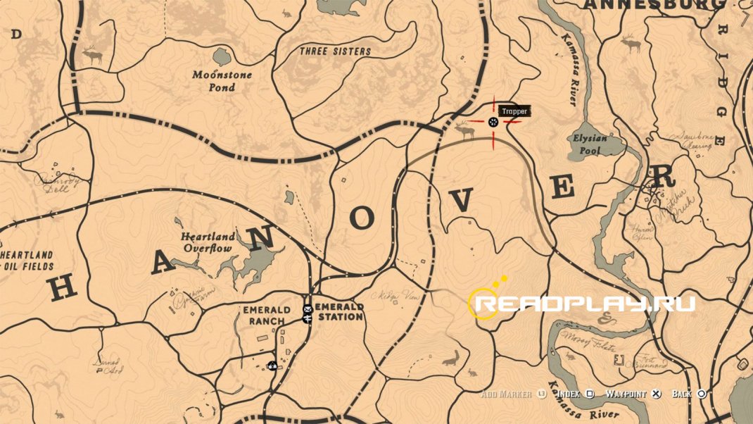 Скриншот карты с траппером 2 в Red Dead Redemption 2