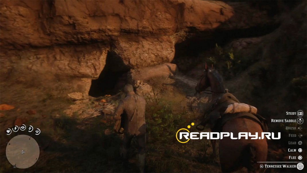 Скриншот пищеры, где находится золотой револьвер в Red Dead Redemption 2