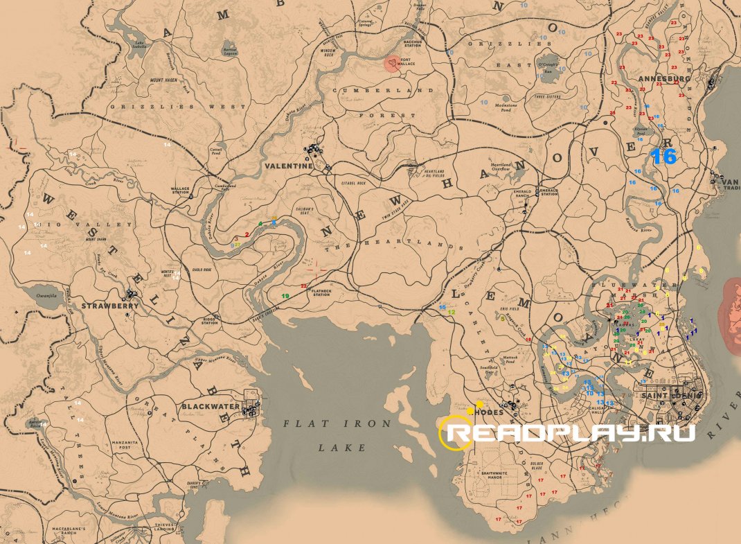 Скриншот карта всех растений в rdr 2