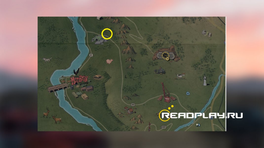 Скрин карты завод Ядер-Колы в Fallout 76