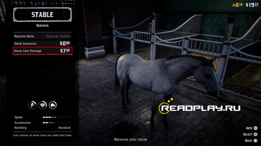 Скриншот - страховка лошади в rdr online