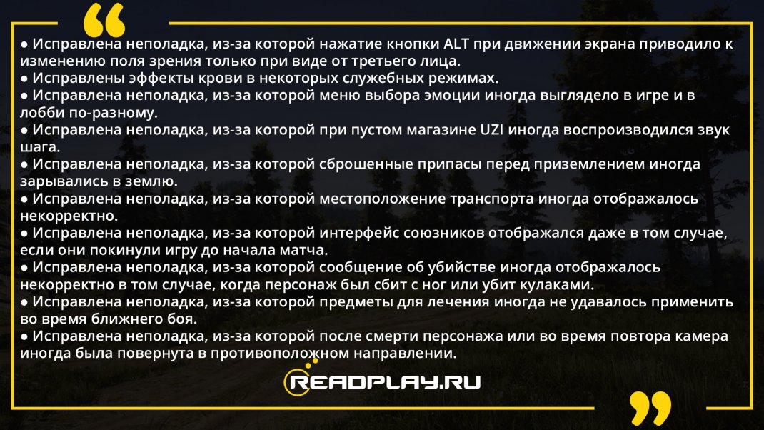 Скриншот - исправление ошибок в патче 25 пубг
