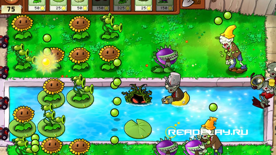 Скриншот игры Plants vs. Zombies про зомби для слабого компьютера
