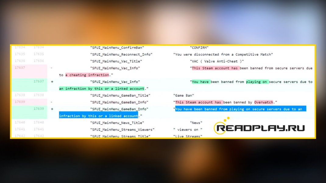Скриншот - изменение сообщение о vac в cs:go от 11 июня 2019 года